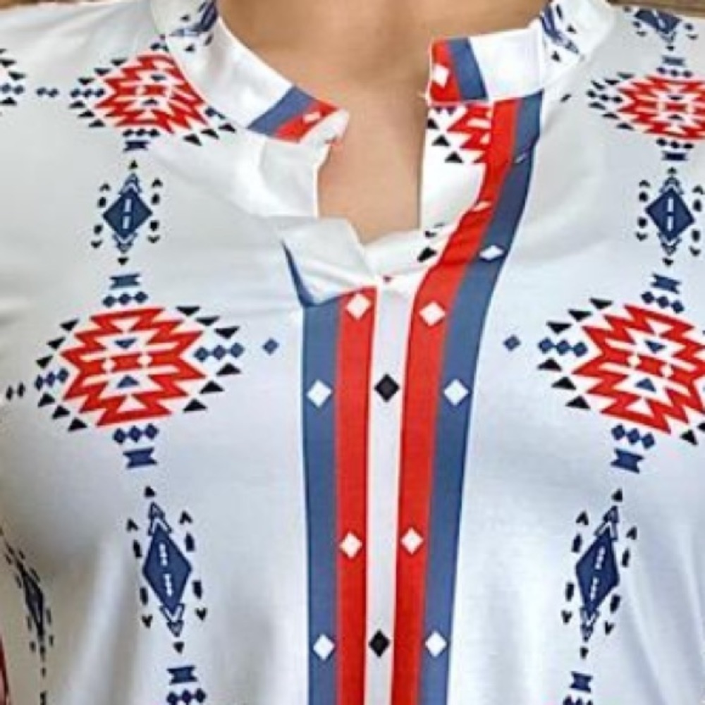 Tunic 3/4 Sleeve Western Print Size 1X - Picture 3 of 6